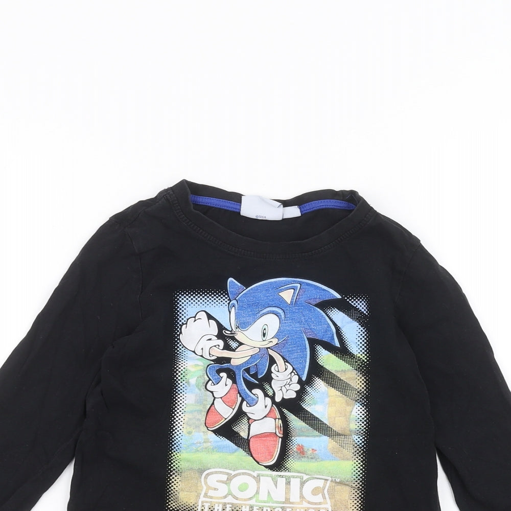 Sonic Boys Black   Basic T-Shirt Size 7-8 Years  - sonic