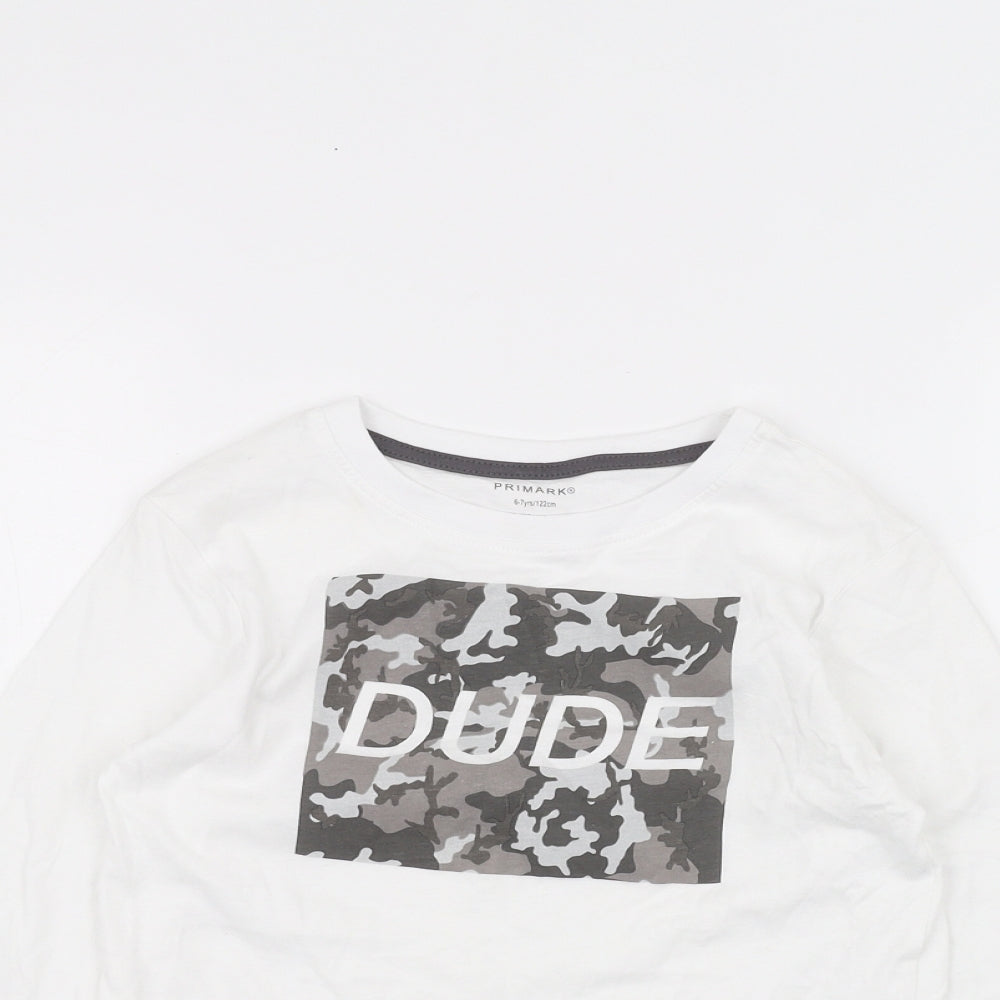 Primark Boys White   Basic T-Shirt Size 6-7 Years