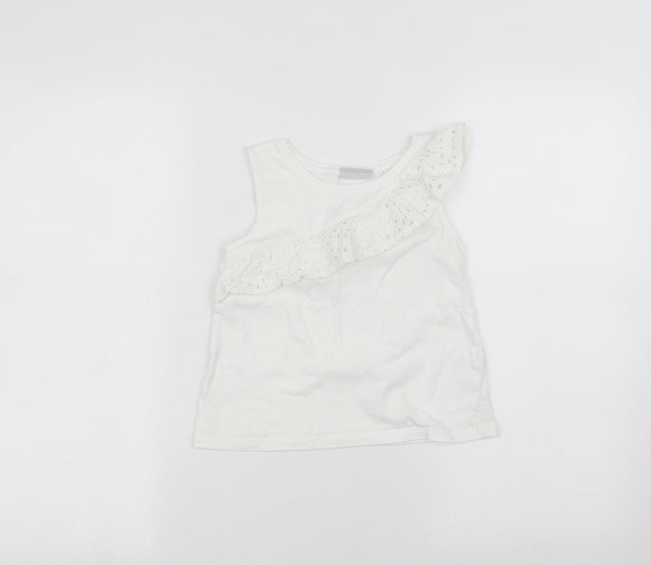 Matalan Boys White Basic T-Shirt Size 7 Years