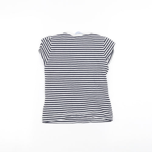 Mayoral Girls White Striped  Basic T-Shirt Size 6 Years