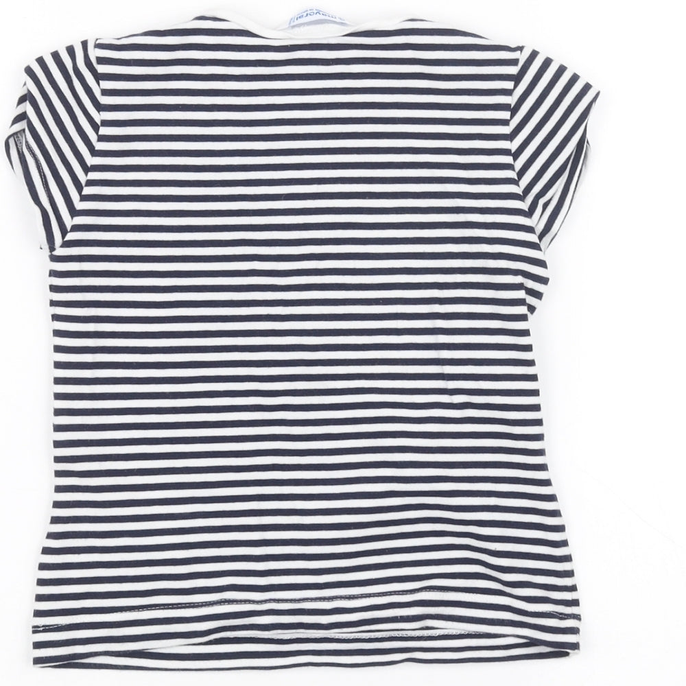 Mayoral Girls White Striped  Basic T-Shirt Size 6 Years