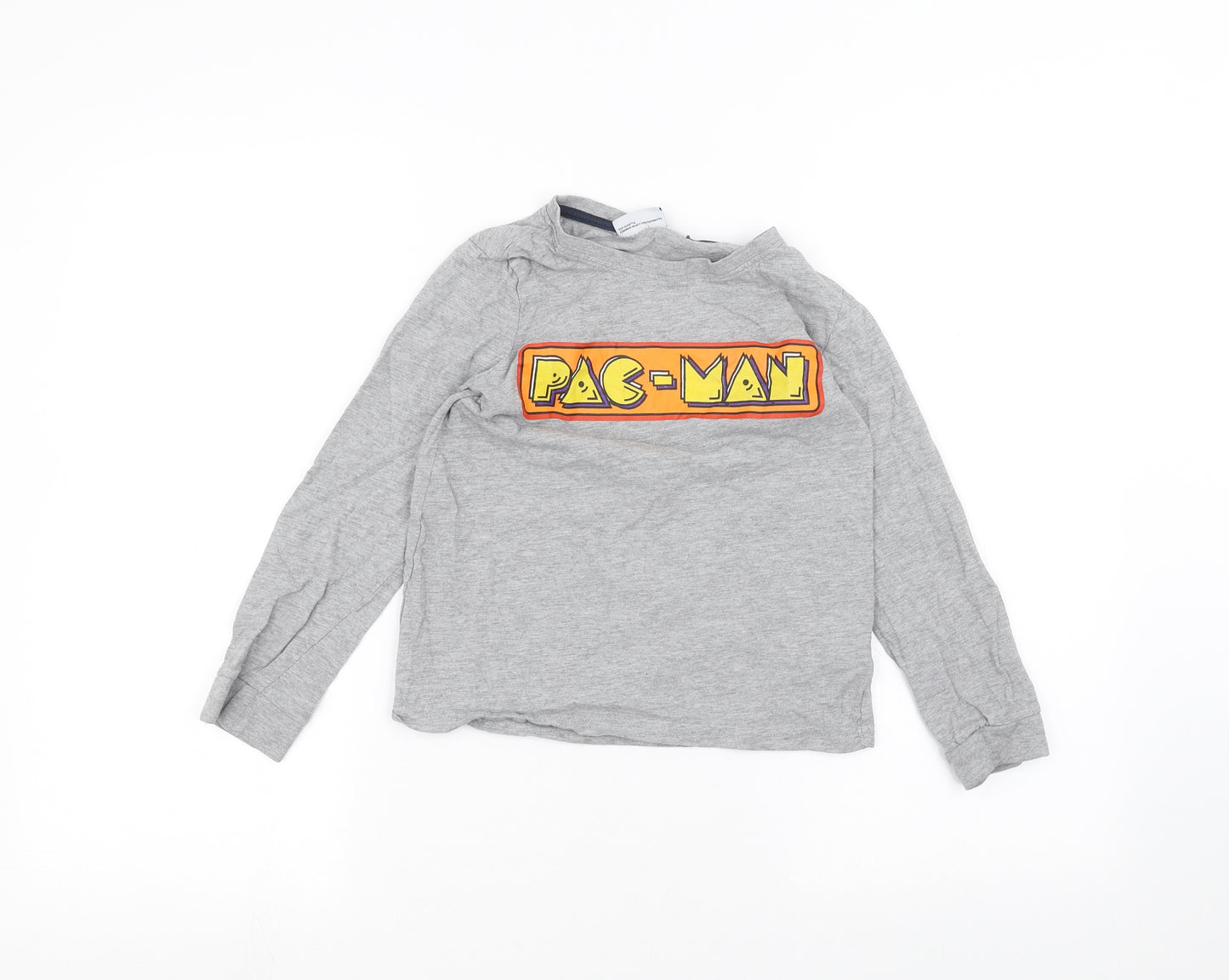 Pac-Man Boys Grey   Basic T-Shirt Size 9-10 Years