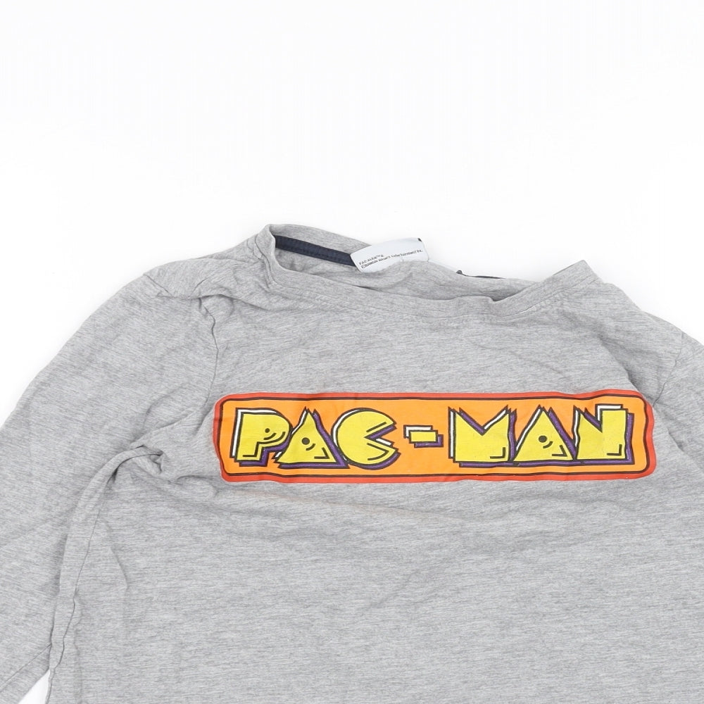 Pac-Man Boys Grey   Basic T-Shirt Size 9-10 Years