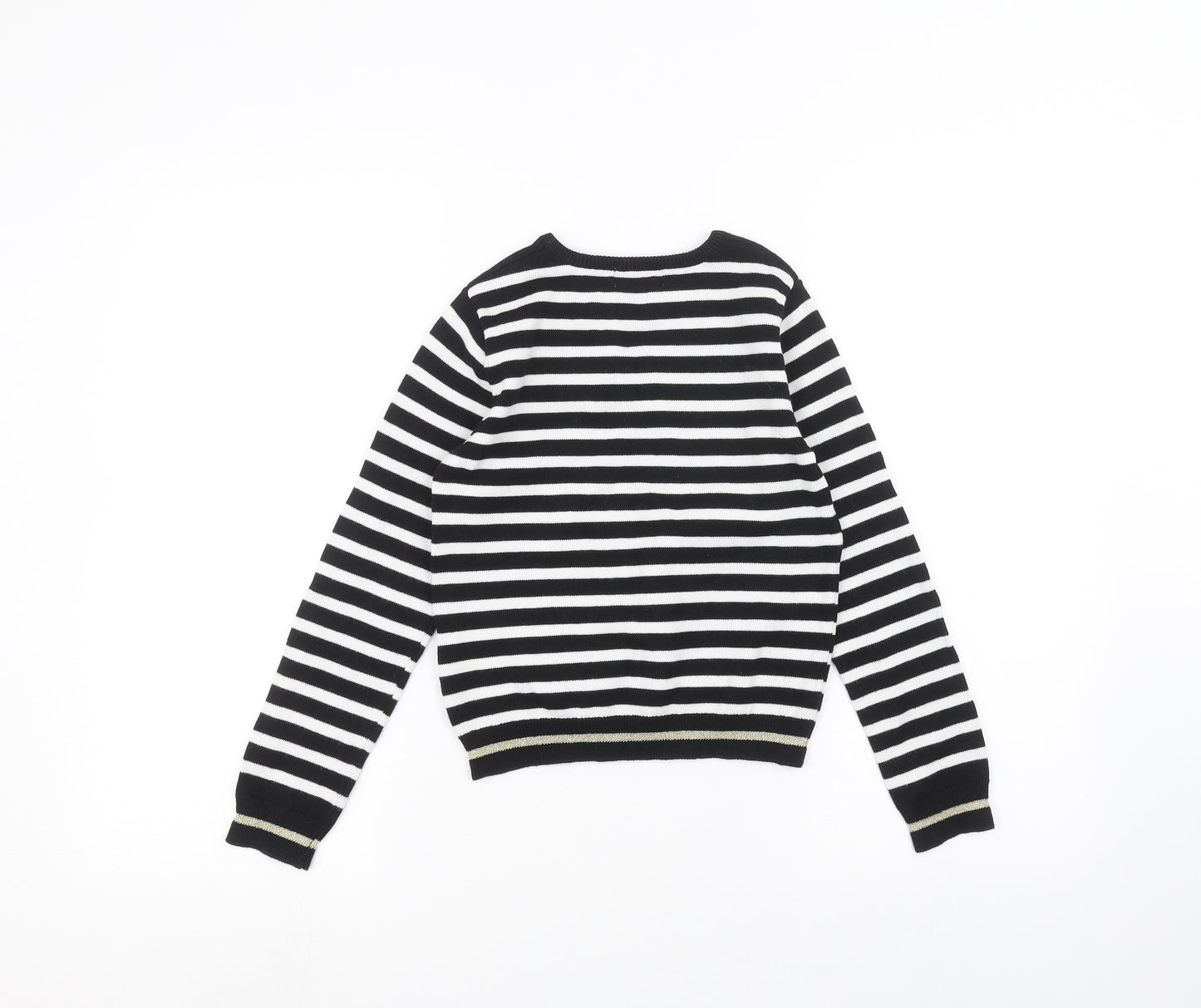 H&M Girls Black Striped  Basic T-Shirt Size 7-8 Years