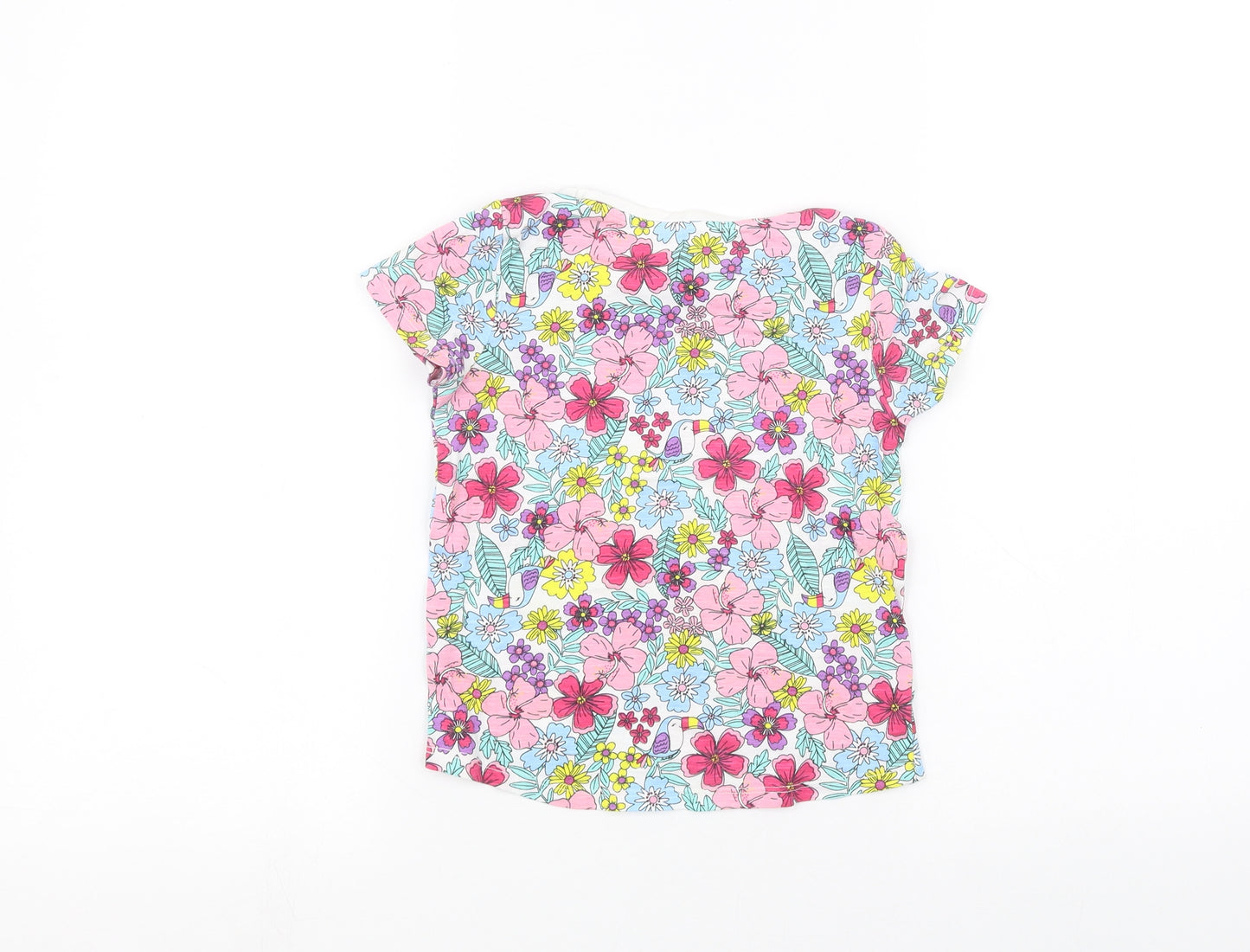 Matalan Girls White Floral  Basic T-Shirt Size 3-4 Years