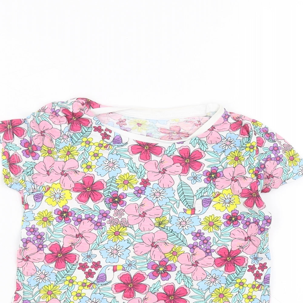 Matalan Girls White Floral  Basic T-Shirt Size 3-4 Years