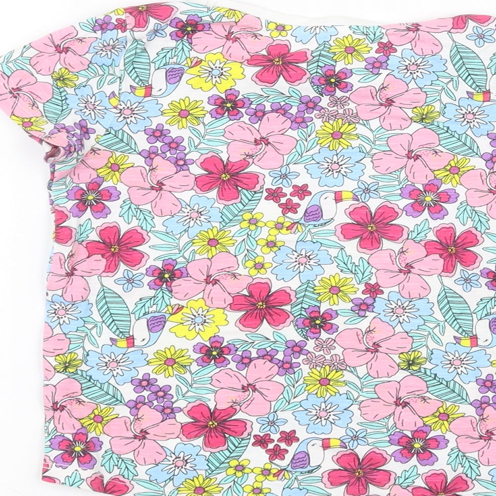 Matalan Girls White Floral  Basic T-Shirt Size 3-4 Years