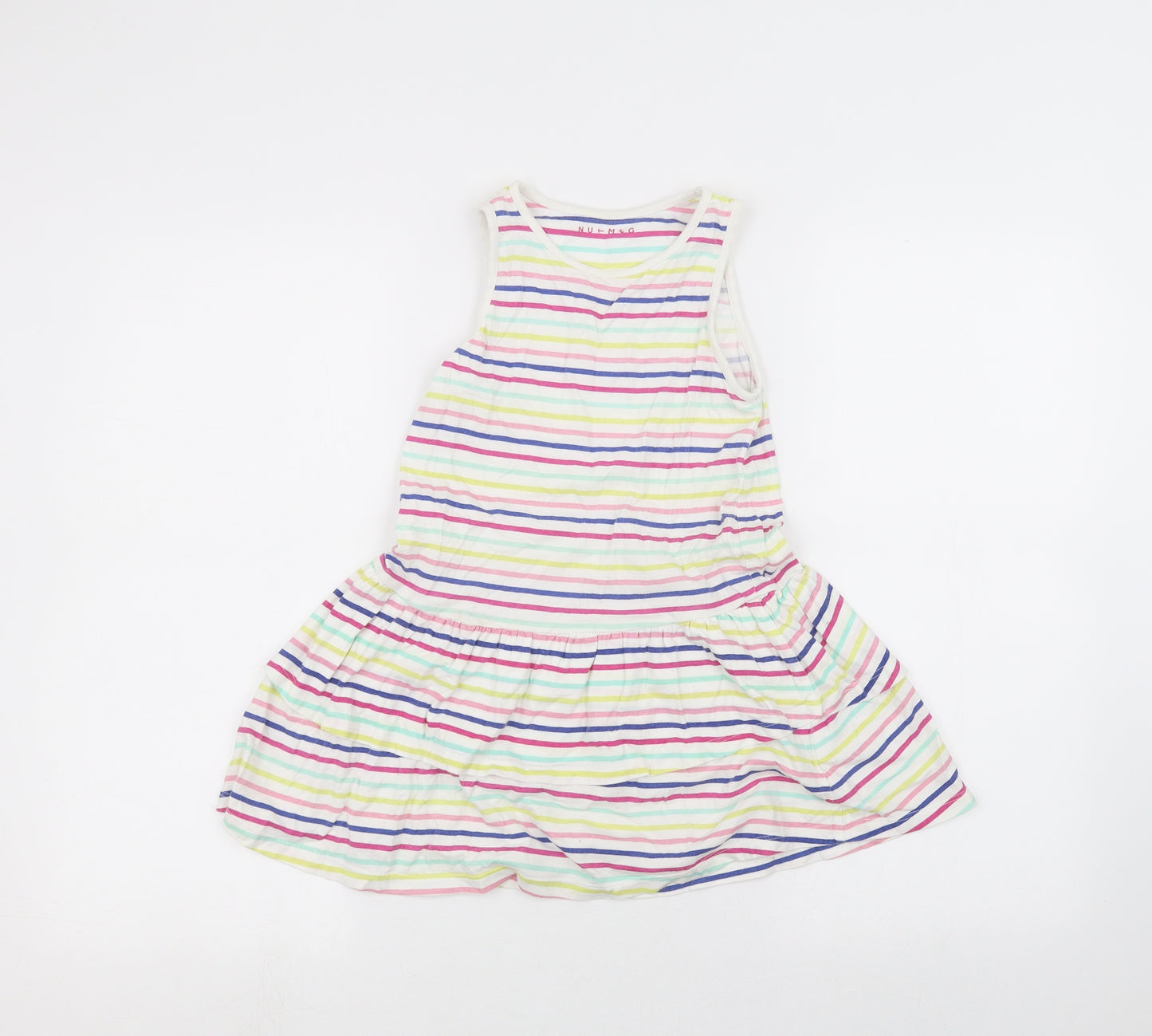 Nutmeg Girls White Striped  A-Line  Size 5-6 Years