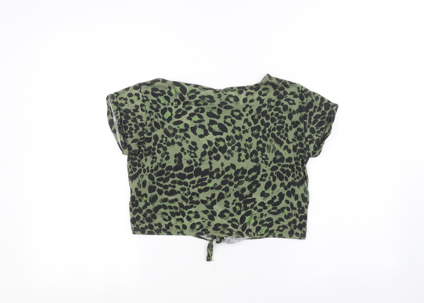 M&Co Womens Green Animal Print  Basic T-Shirt Size 10
