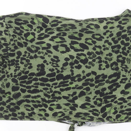 M&Co Womens Green Animal Print  Basic T-Shirt Size 10