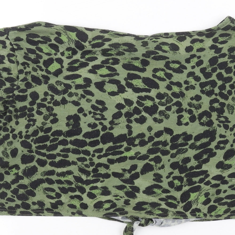 M&Co Womens Green Animal Print  Basic T-Shirt Size 10