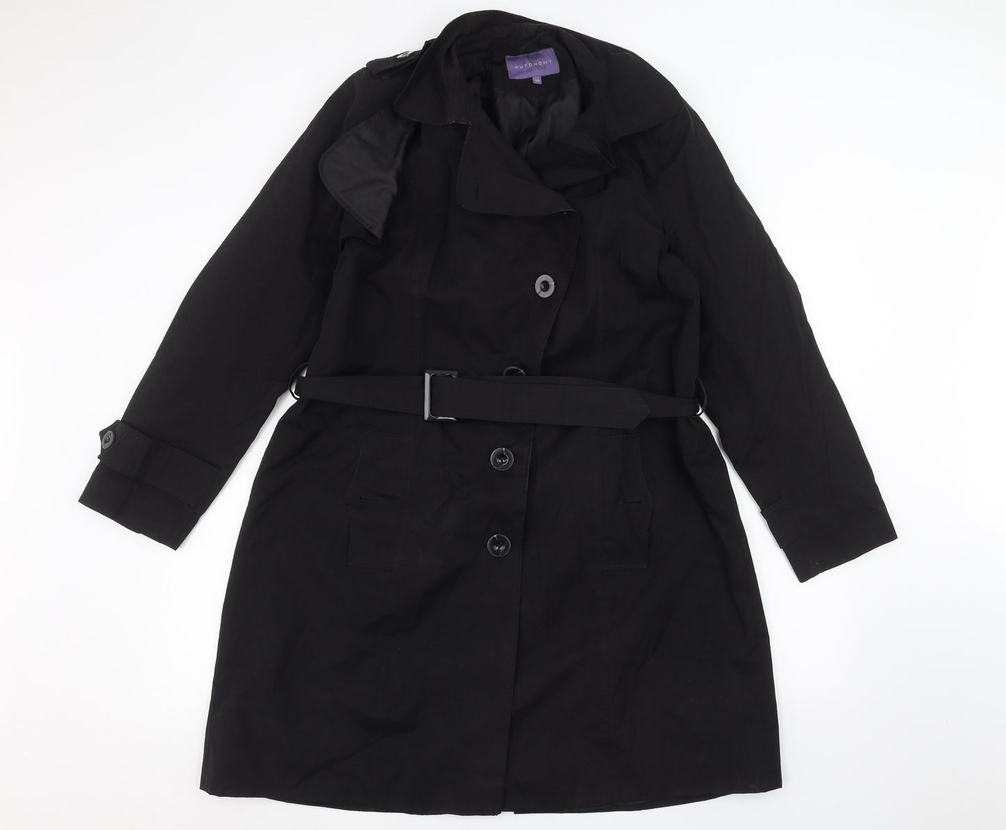 Autonomy Womens Black   Overcoat Coat Size 14