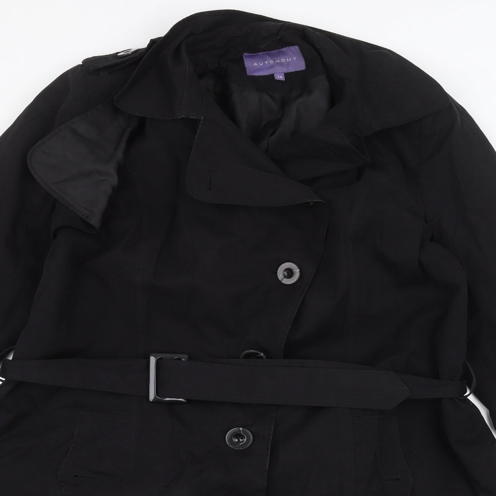 Autonomy Womens Black   Overcoat Coat Size 14