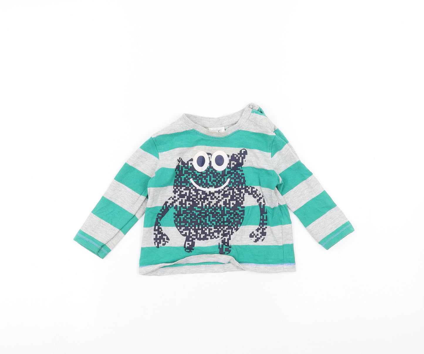 F&F Baby Grey Striped  Basic T-Shirt Size 9-12 Months