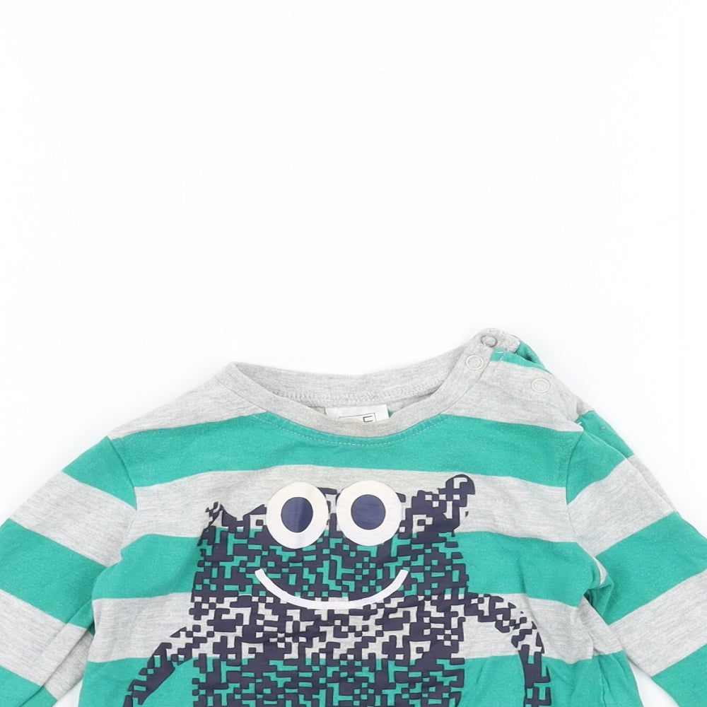 F&F Baby Grey Striped  Basic T-Shirt Size 9-12 Months