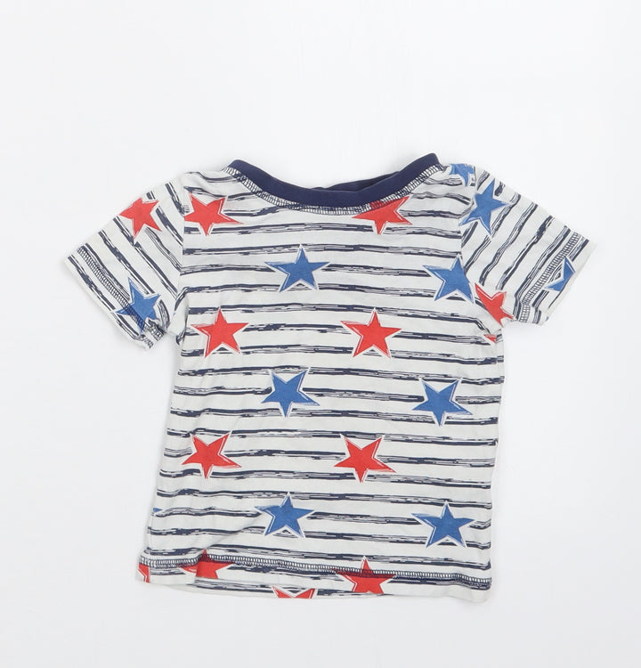 TU Boys White Geometric Pyjama Top Size 2-3 Years