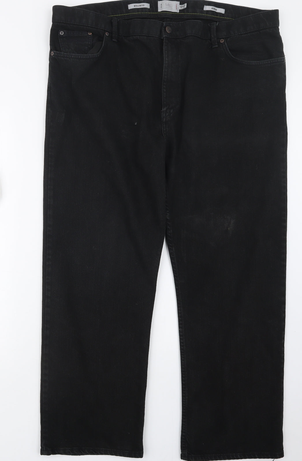 Marks and Spencer Mens Black  Denim Straight Jeans Size 42 in L29 in