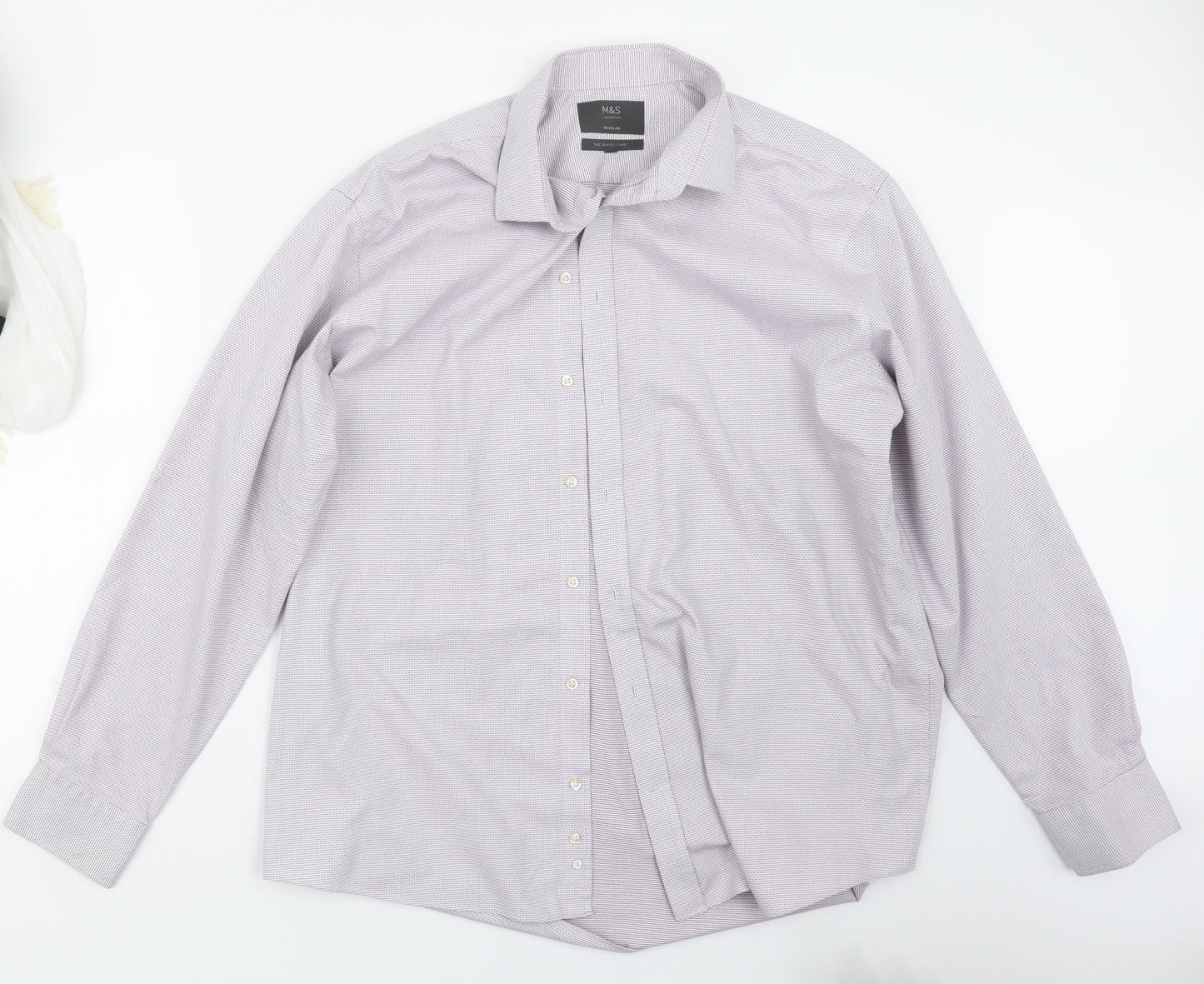Marks and Spencer Mens Purple    Button-Up Size 17.5