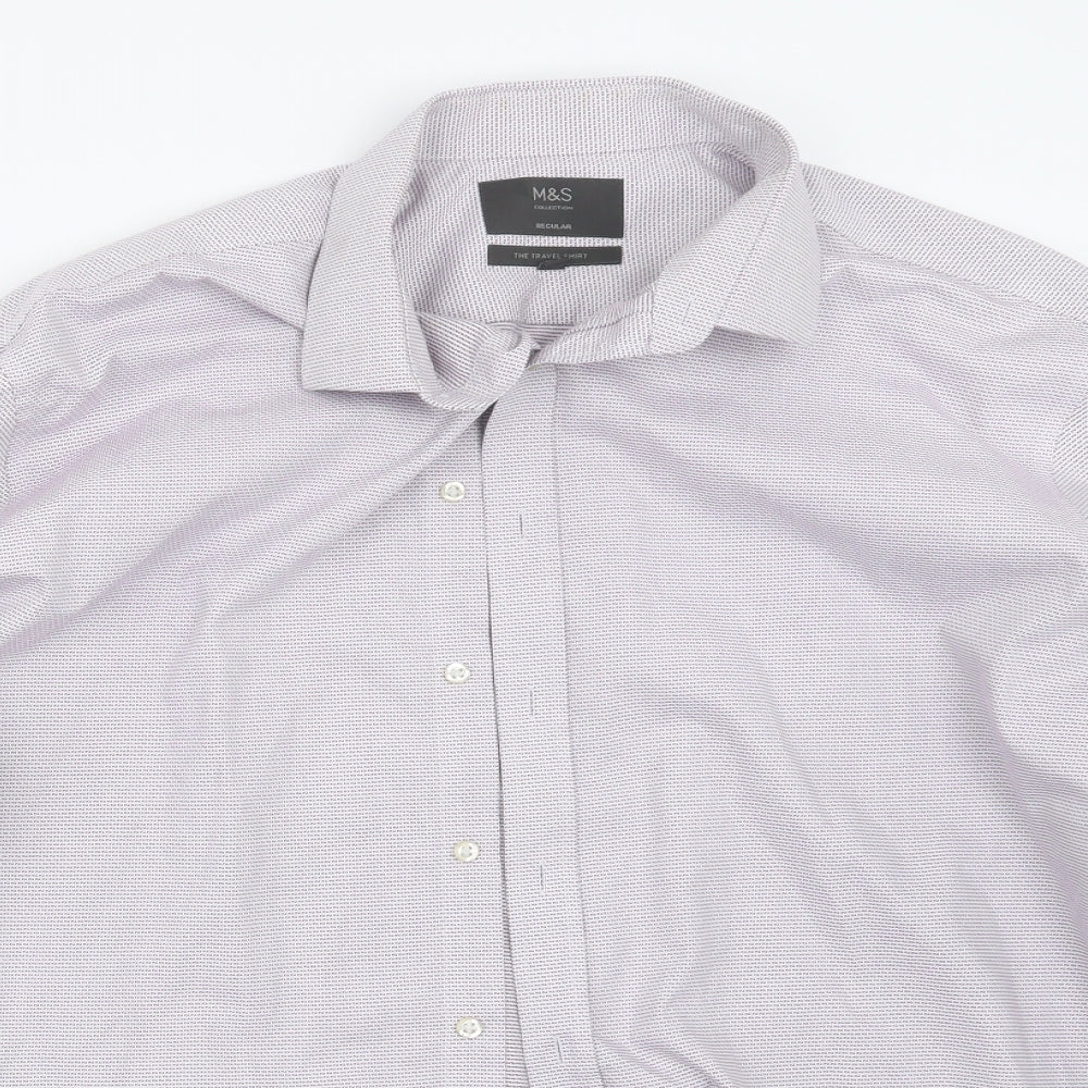 Marks and Spencer Mens Purple    Button-Up Size 17.5