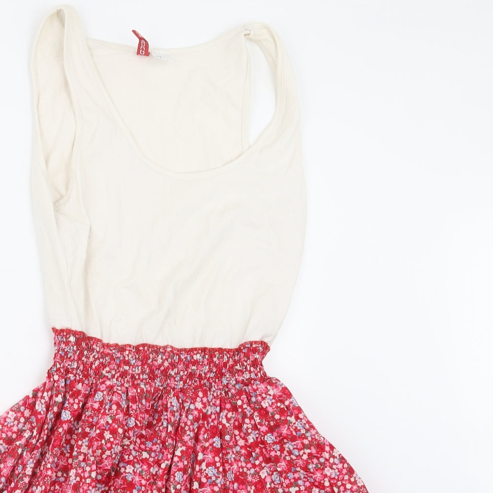 H&M Womens Red Floral  T-Shirt Dress  Size 8