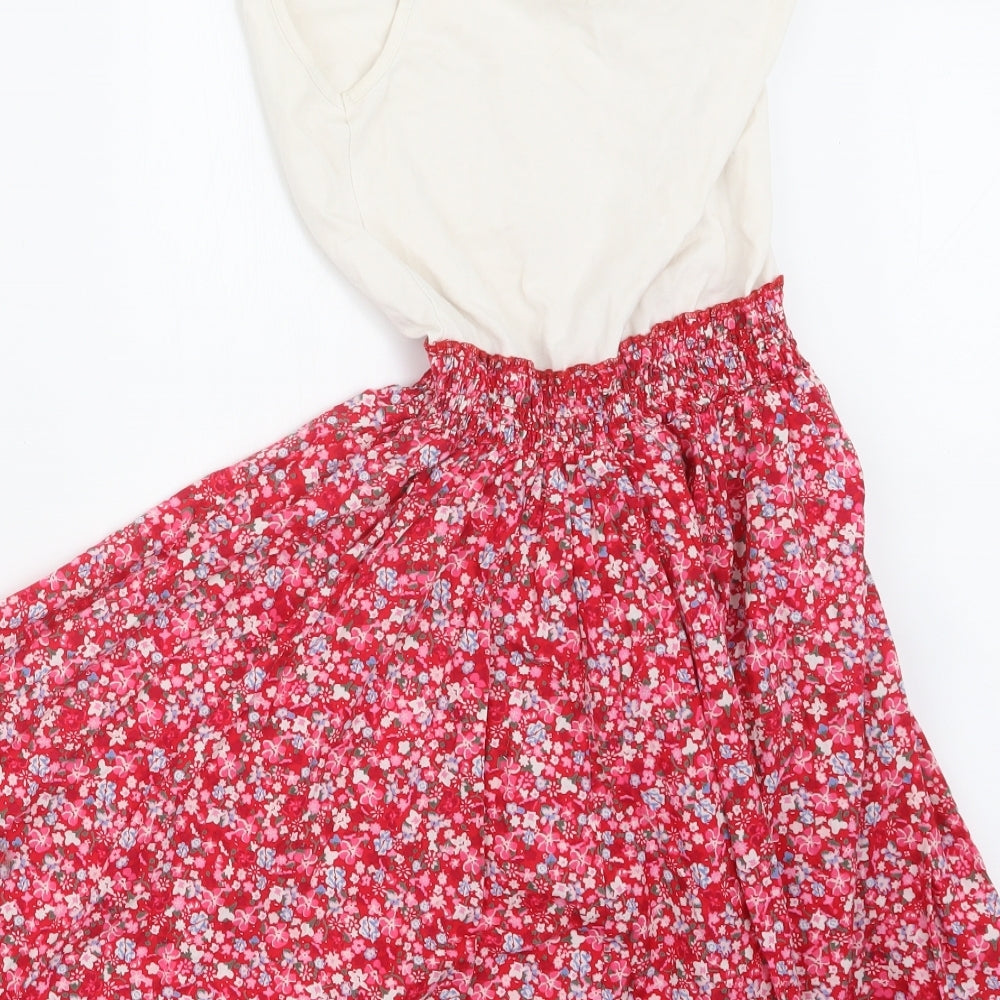 H&M Womens Red Floral  T-Shirt Dress  Size 8