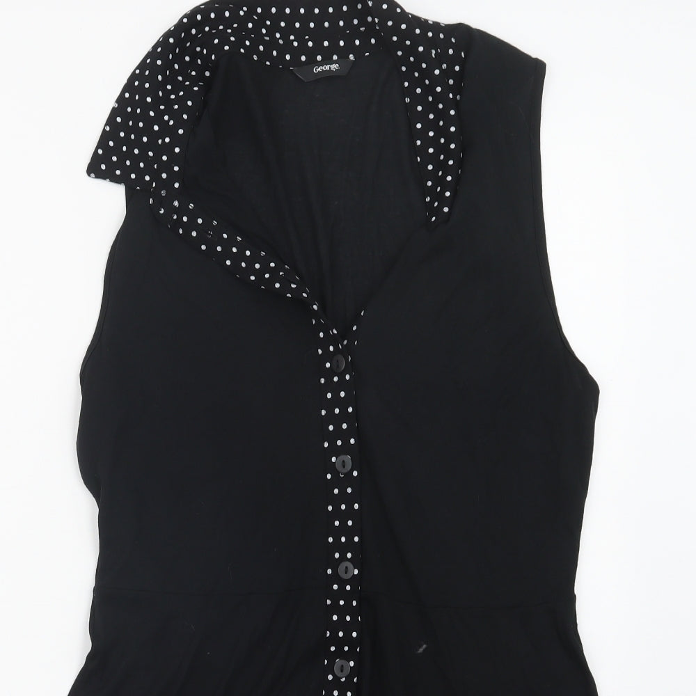 George Womens Black   Basic Button-Up Size 12