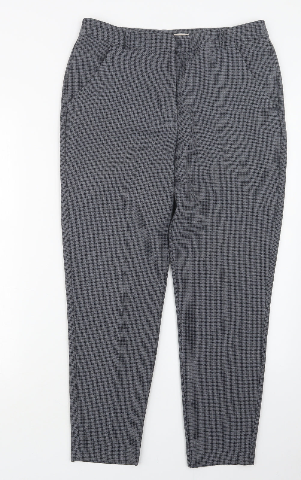 TU Womens Grey Houndstooth  Trousers  Size 12 L25 in