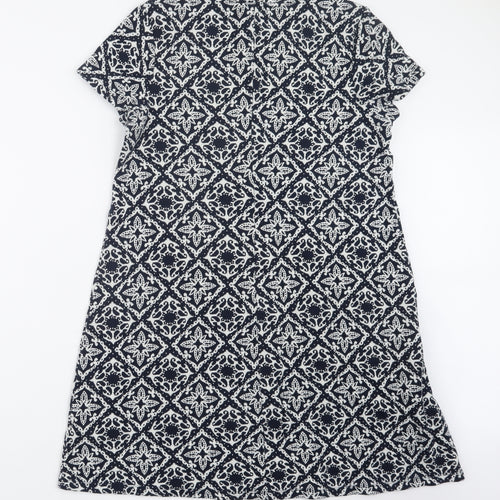 Marks and Spencer Womens Blue Geometric Knit Pullover Jumper Size 14
