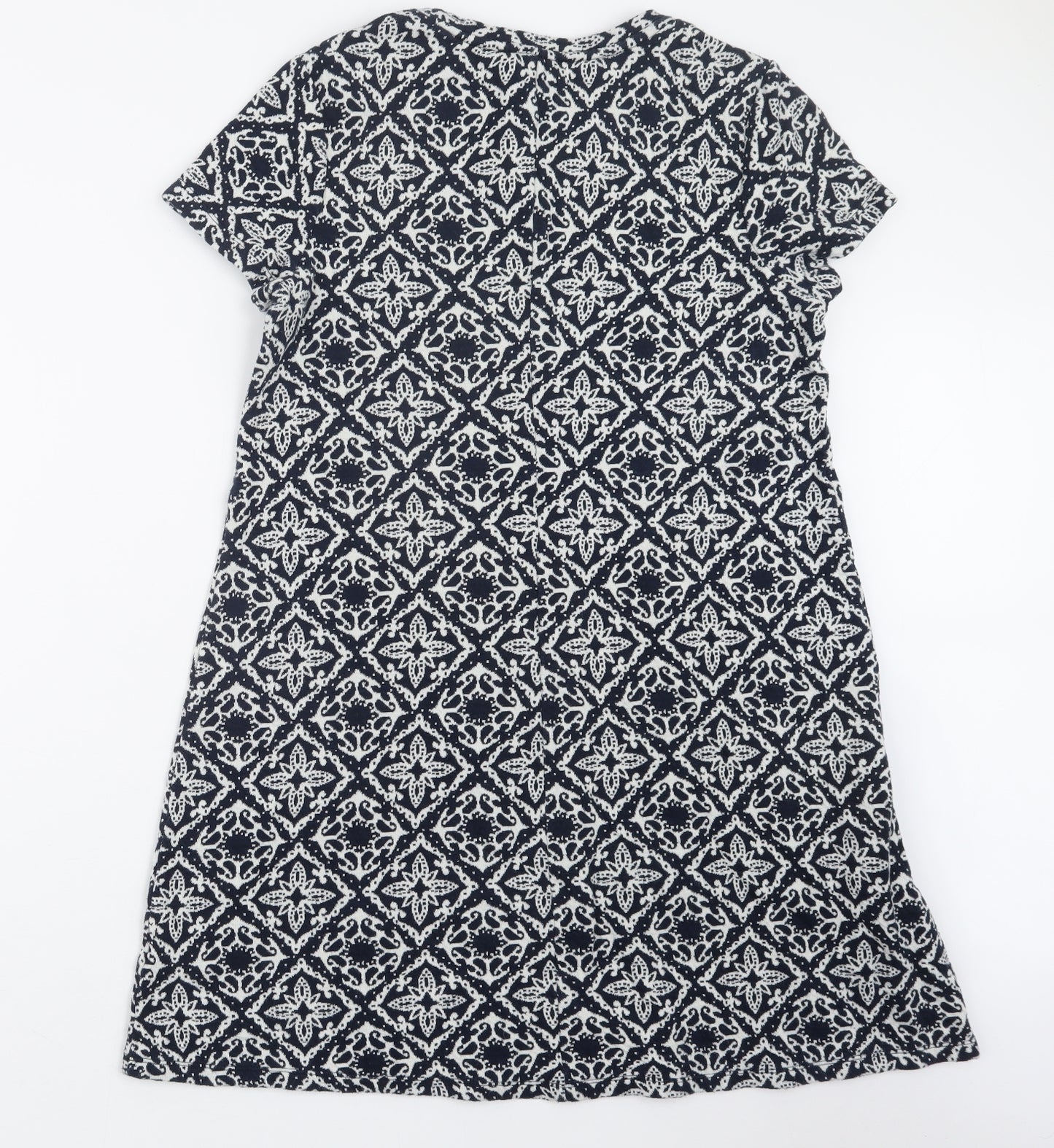 Marks and Spencer Womens Blue Geometric Knit Pullover Jumper Size 14