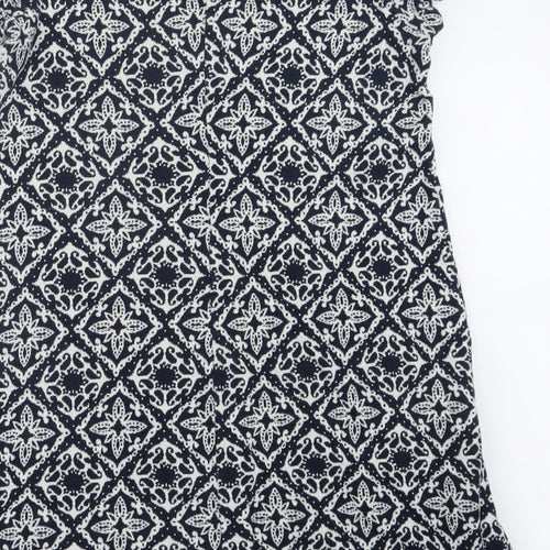 Marks and Spencer Womens Blue Geometric Knit Pullover Jumper Size 14