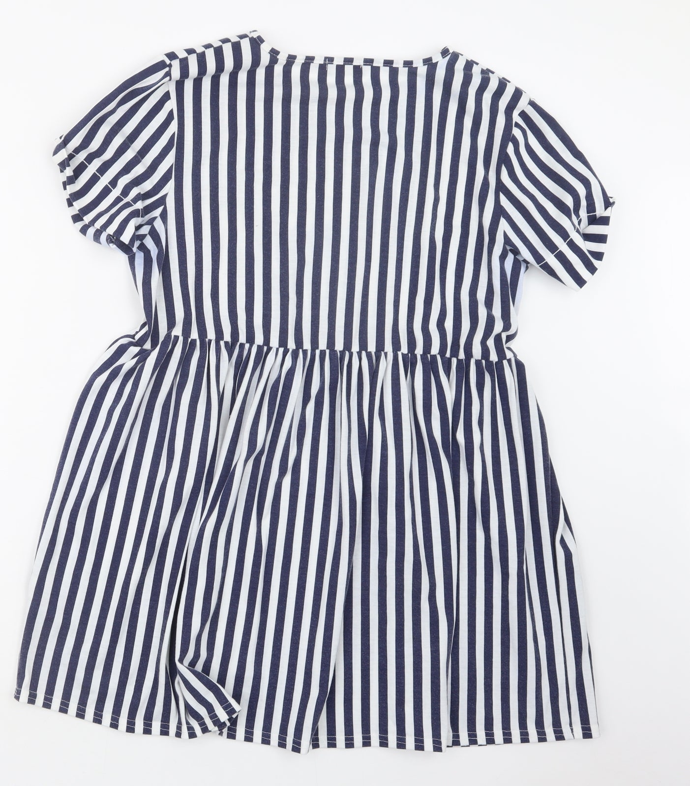 PRETTYLITTLETHING Womens Blue Striped  Basic T-Shirt Size 14