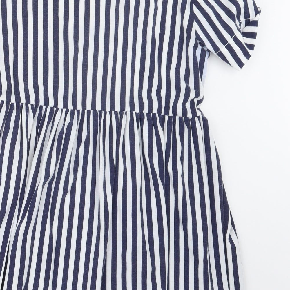 PRETTYLITTLETHING Womens Blue Striped  Basic T-Shirt Size 14