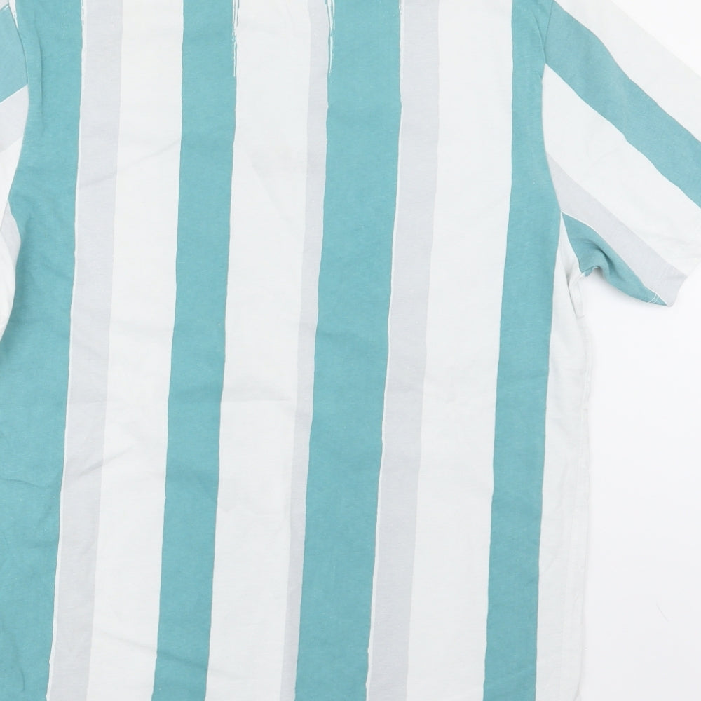 River Island Mens Blue Striped   T-Shirt Size L