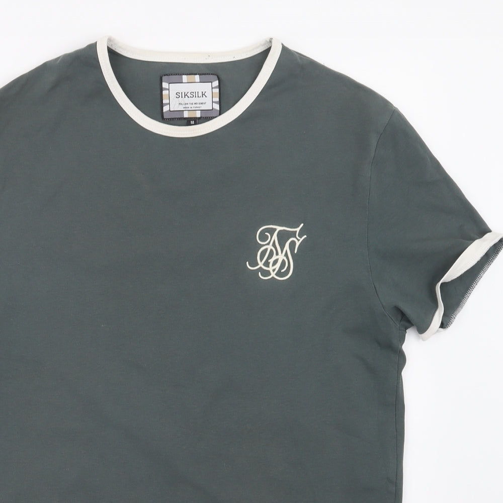 SikSilk Mens Green    T-Shirt Size M