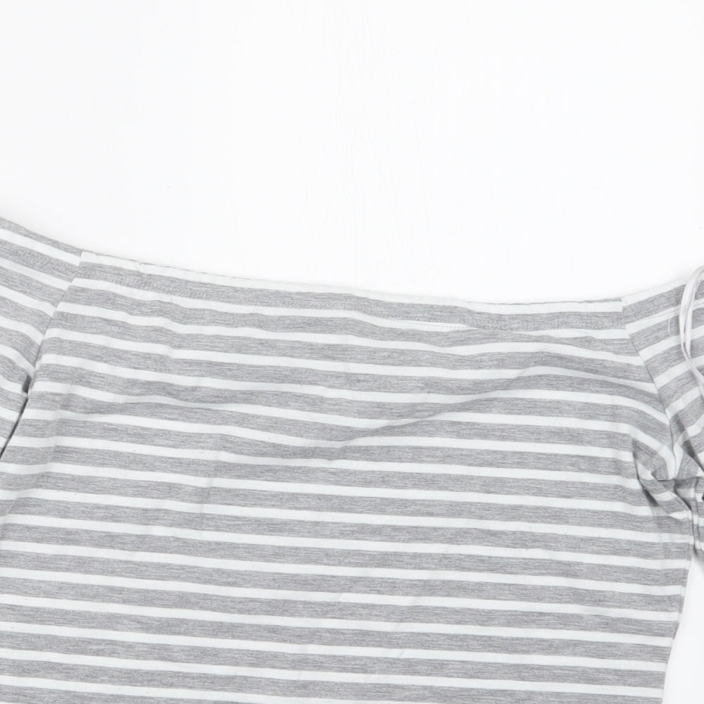 Superdry Womens Grey Striped  Basic T-Shirt Size S