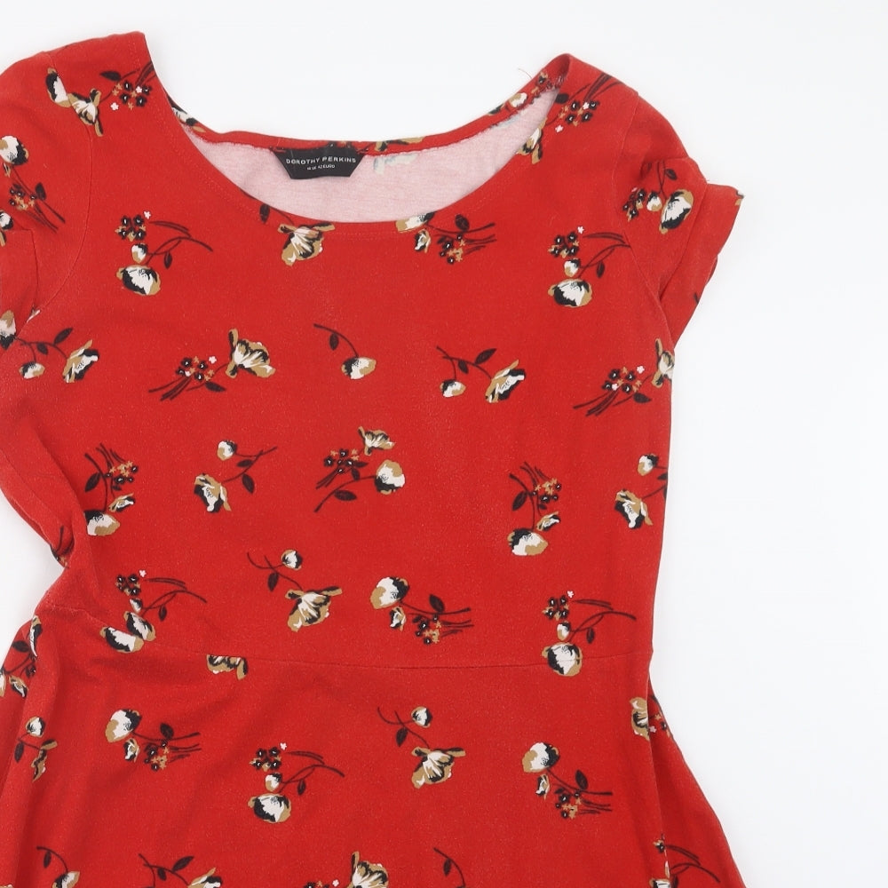 Dorothy Perkins Womens Red Floral  T-Shirt Dress  Size 14