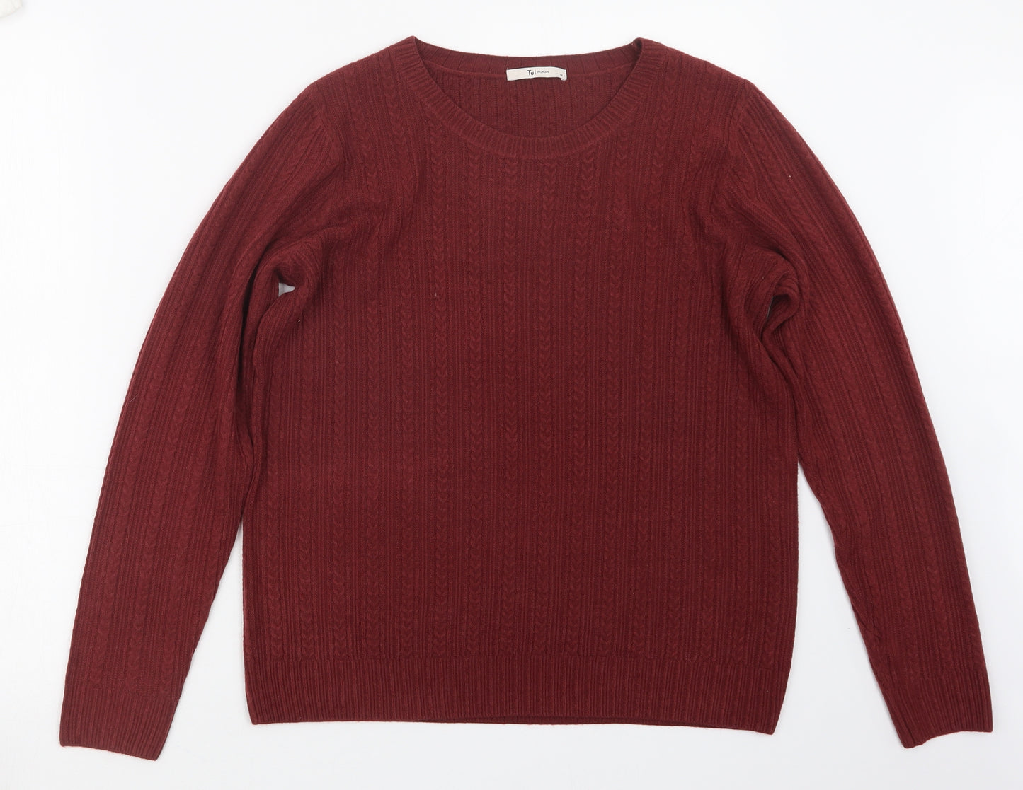 TU Womens Red  Knit Pullover Jumper Size 14