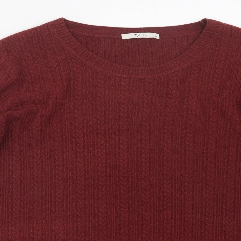 TU Womens Red  Knit Pullover Jumper Size 14