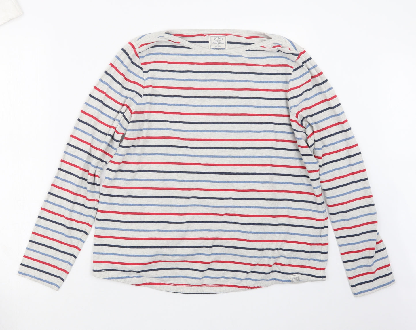 Fat Face Womens Grey Striped  Basic T-Shirt Size 16