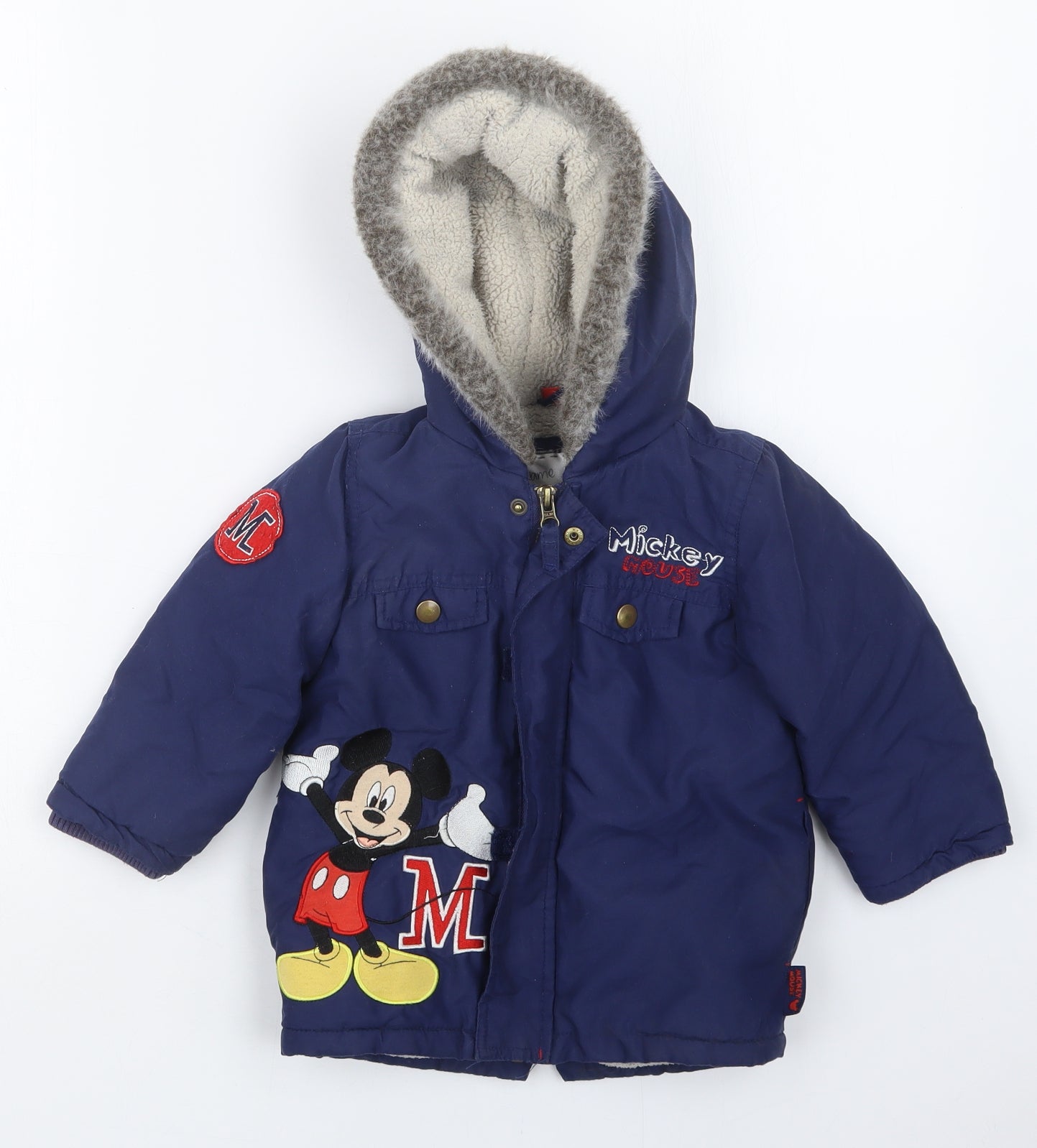 Mothercare Boys Blue   Jacket Coat Size 18-24 Months  - Mickey Mouse