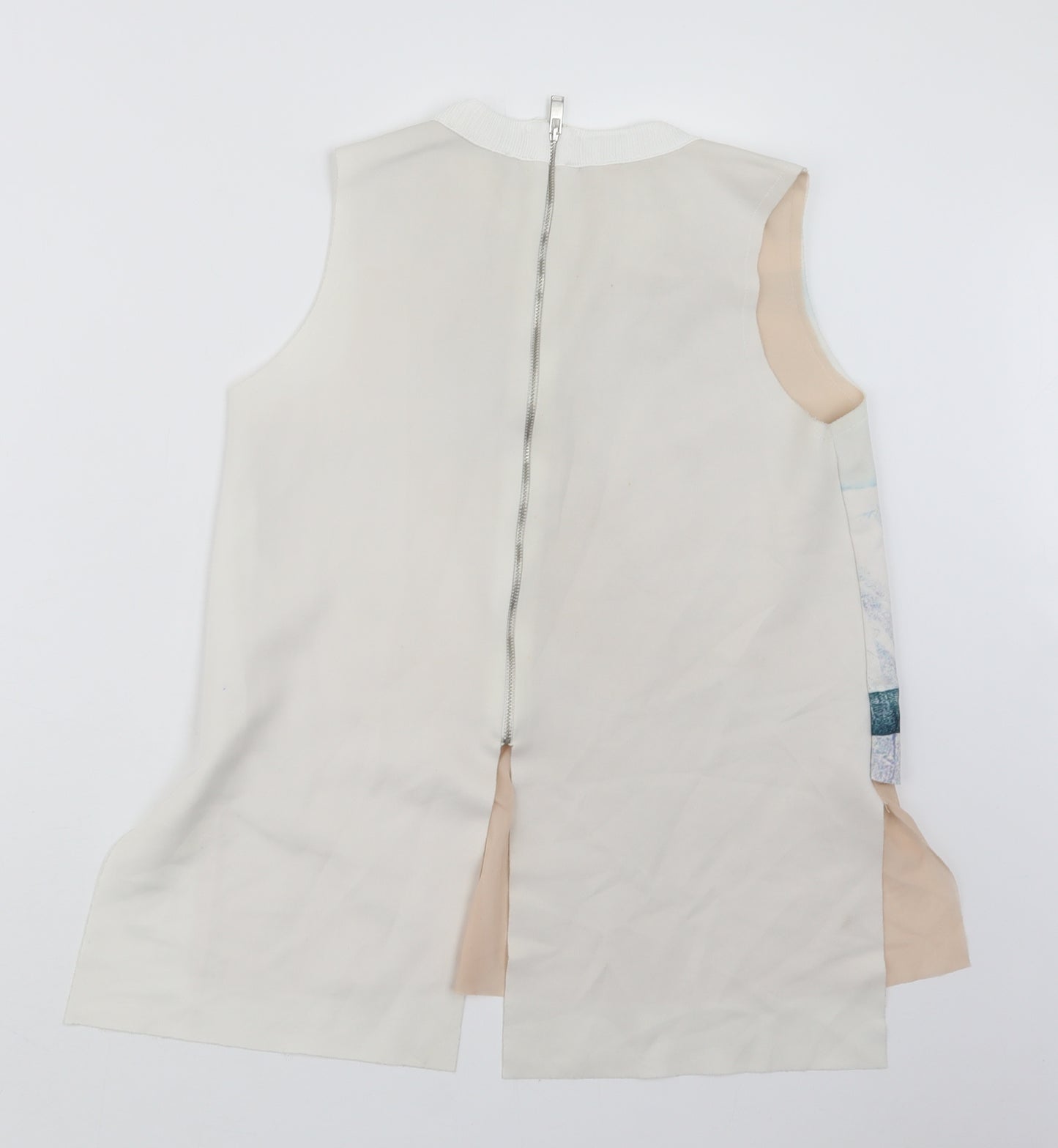 Zara Womens White Geometric  Basic T-Shirt Size M