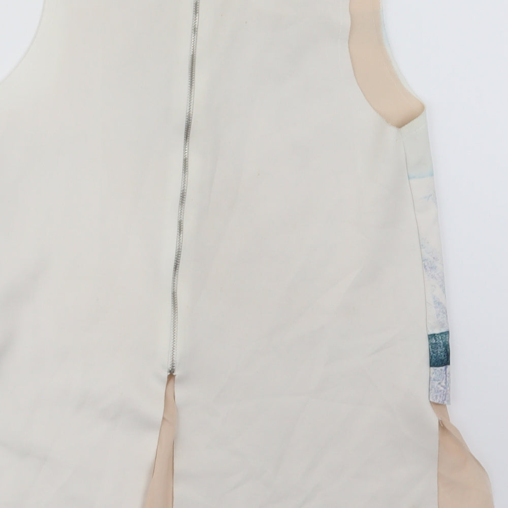 Zara Womens White Geometric  Basic T-Shirt Size M
