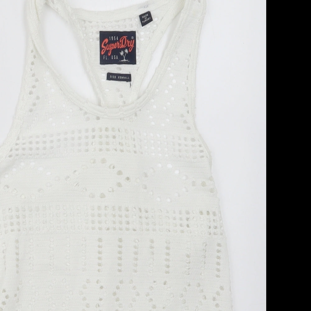 Superdry Womens White  Knit Pullover Jumper Size XS