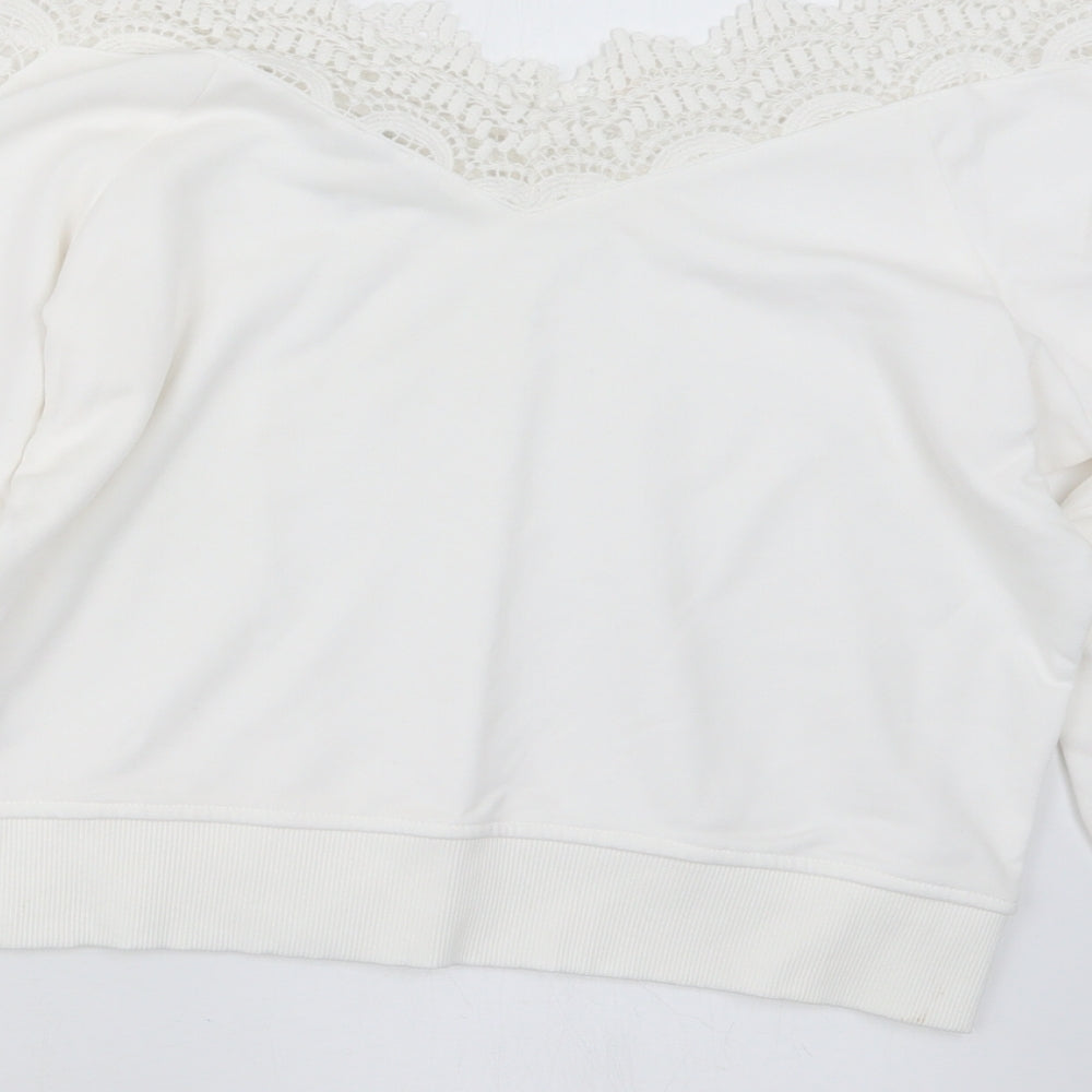 River Island Womens White  Knit Pullover Jumper Size S
