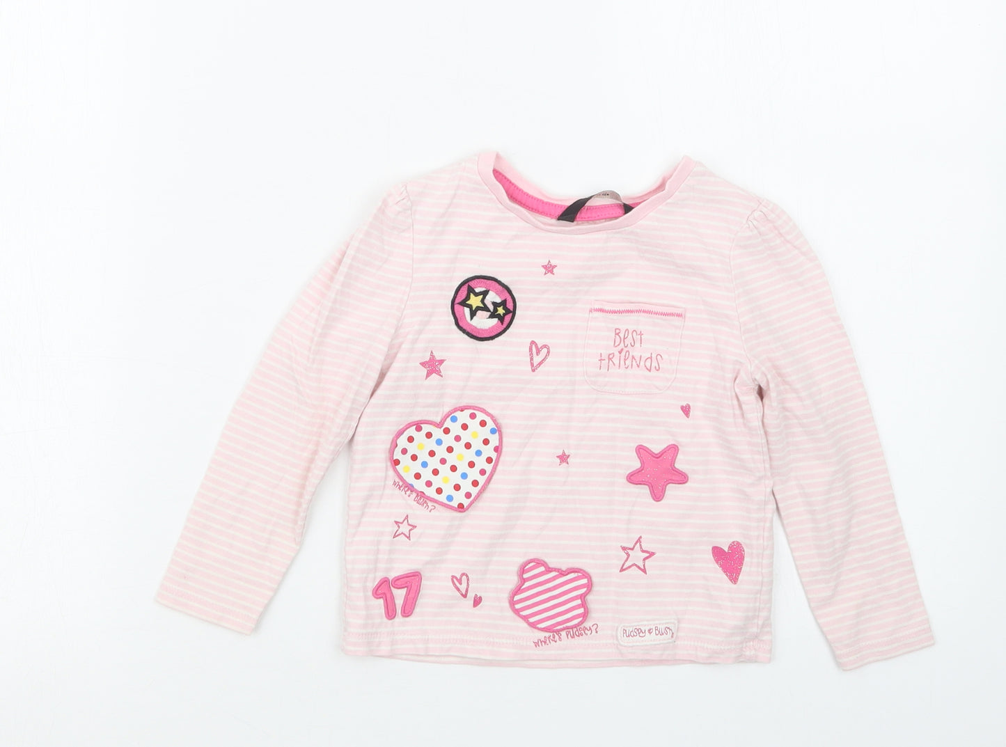 George Girls Pink Spotted  Basic T-Shirt Size 2-3 Years