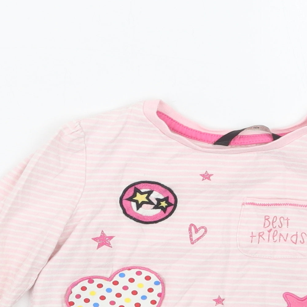 George Girls Pink Spotted  Basic T-Shirt Size 2-3 Years