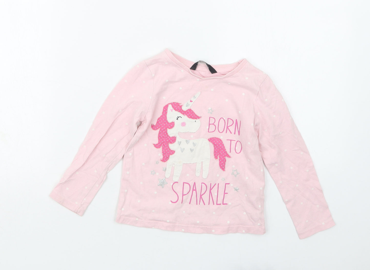 George Girls Pink Spotted  Basic T-Shirt Size 2-3 Years