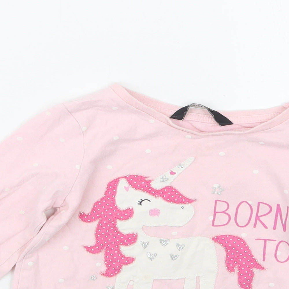 George Girls Pink Spotted  Basic T-Shirt Size 2-3 Years