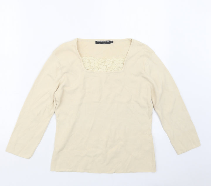 Debbie Morgan Womens Ivory  Knit Pullover Jumper Size M
