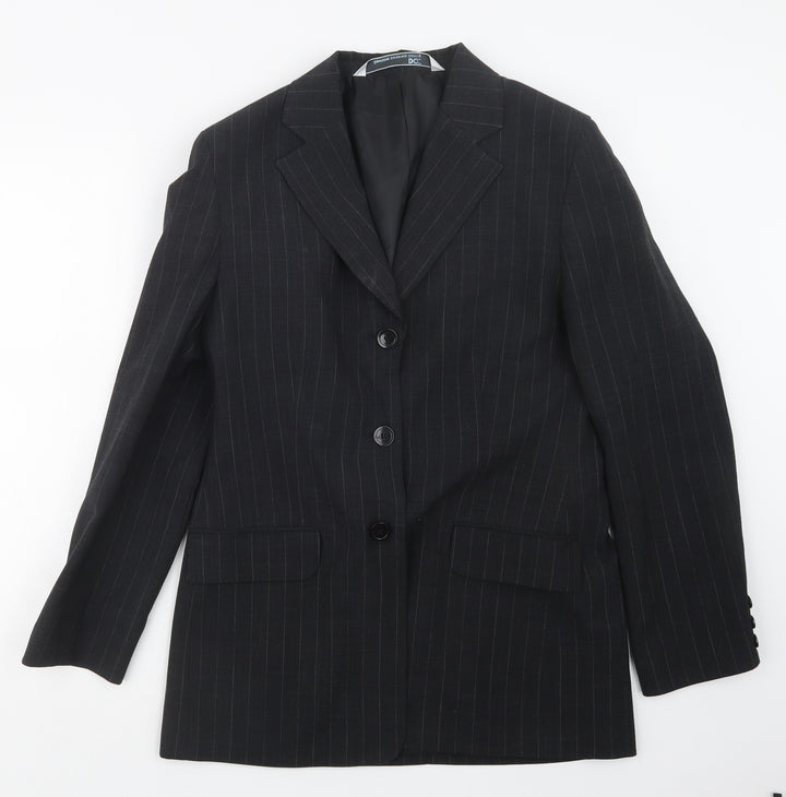DCC Womens Black Striped Jacket Blazer Size 14